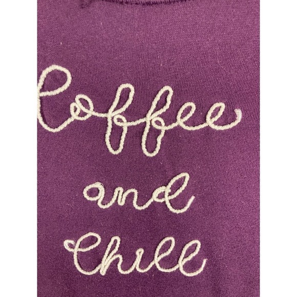 Secret Treasures Coffe and Chill Purple Sweatshirt Size Small - Picture 3 of 4